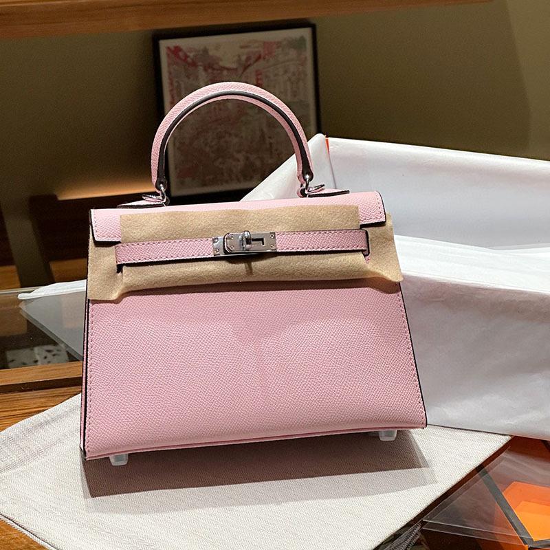 Fortschrittliche Tasche mit silberner Schnalle der zweiten Generation für Frauen, neues Modell, Handtasche aus Rindsleder mit Palmenmuster, Schultertasche, Umhängetasche, trendig 25x 19x 10cm+with gift box amaranth rosa von Joom DACH