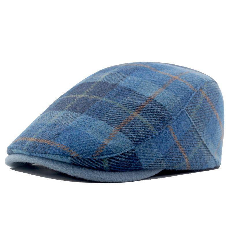 Forward Cap Herbst Winter Herren Baskenmütze Warm Artsman Cap British Plaid Cap blau von Joom DACH