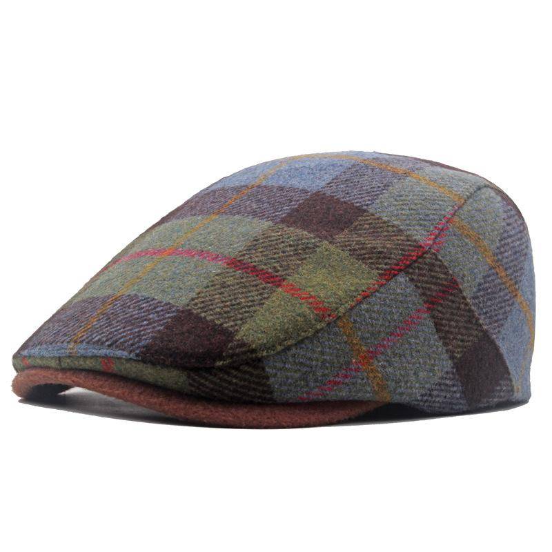 Forward Cap Herbst Winter Herren Baskenmütze Warm Artsman Cap British Plaid Cap grün von Joom DACH