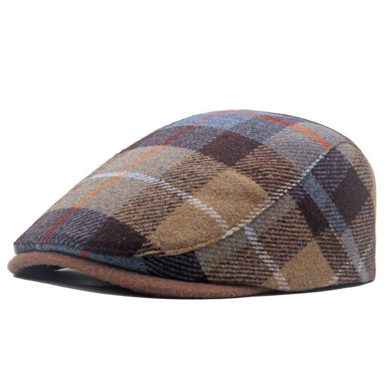 Forward Cap Herbst Winter Herren Baskenmütze Warm Artsman Cap British Plaid Cap khaki von Joom DACH