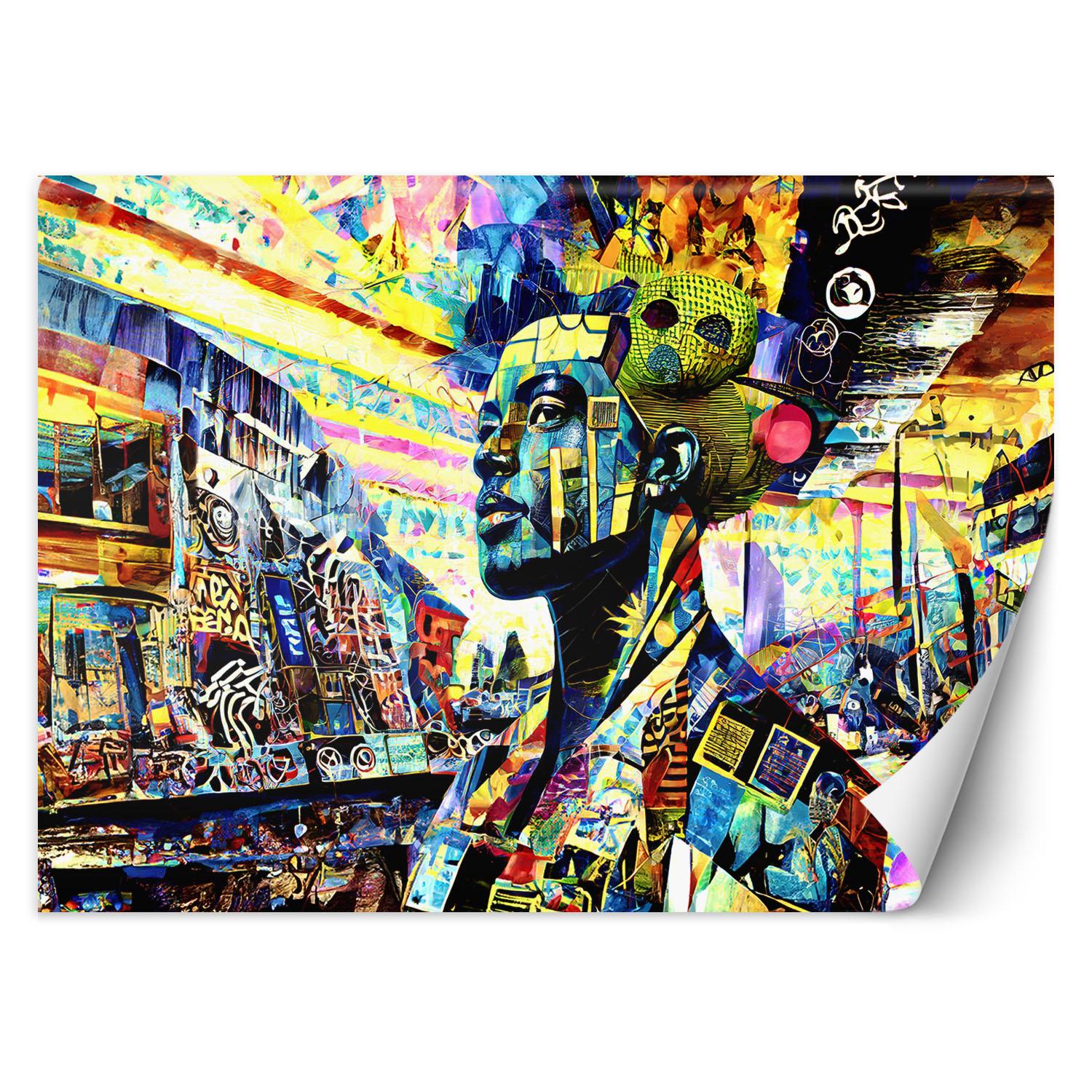 Fototapete Bunte Frau Abstraktion 100x70 Violett von Joom DACH