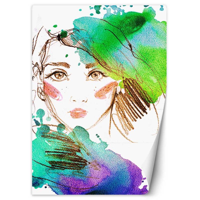 Fototapete Errötendes Frauenporträt 100x140 grün von Joom DACH