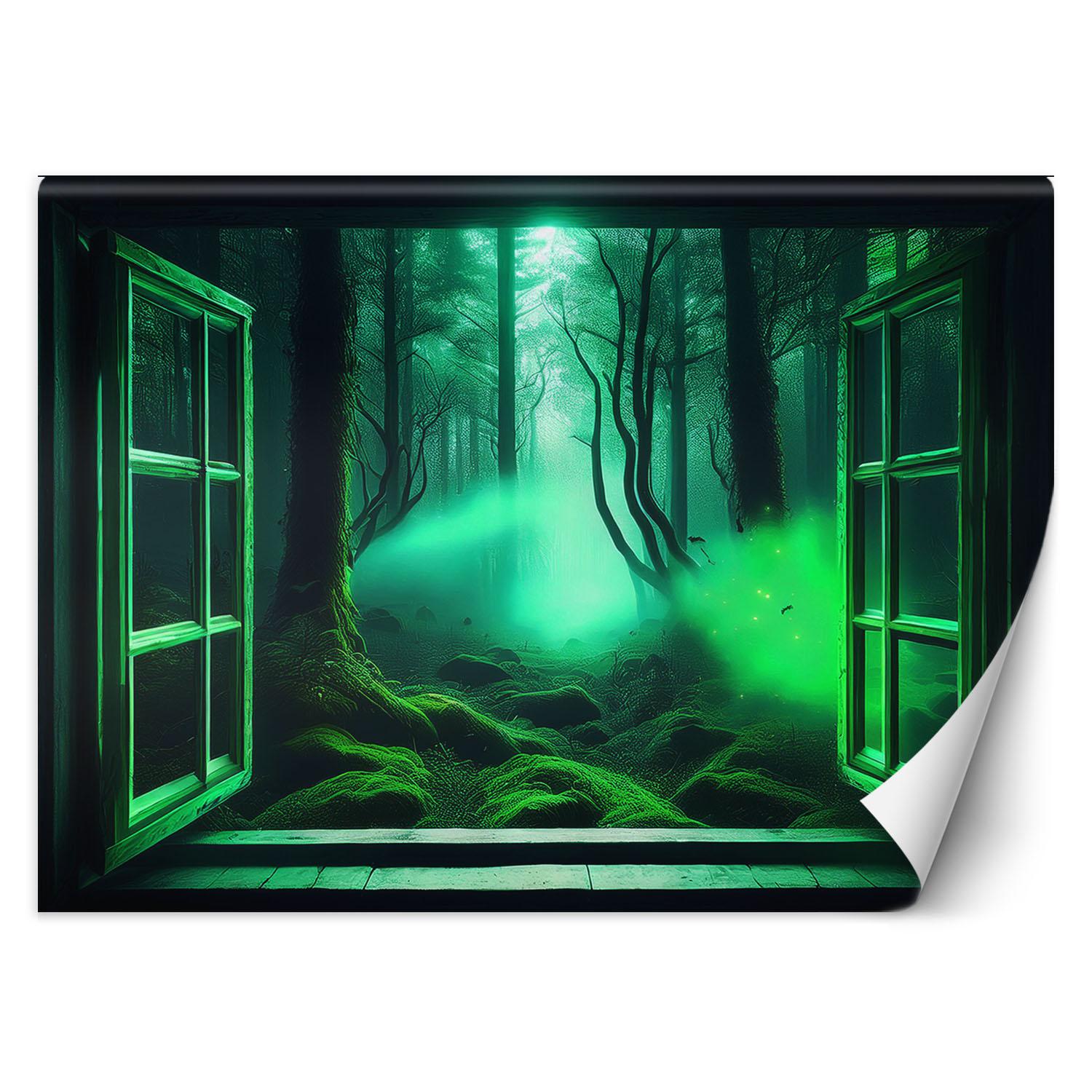 Fototapete Fensterblick Fantastischer Wald 100x70 grün von Joom DACH