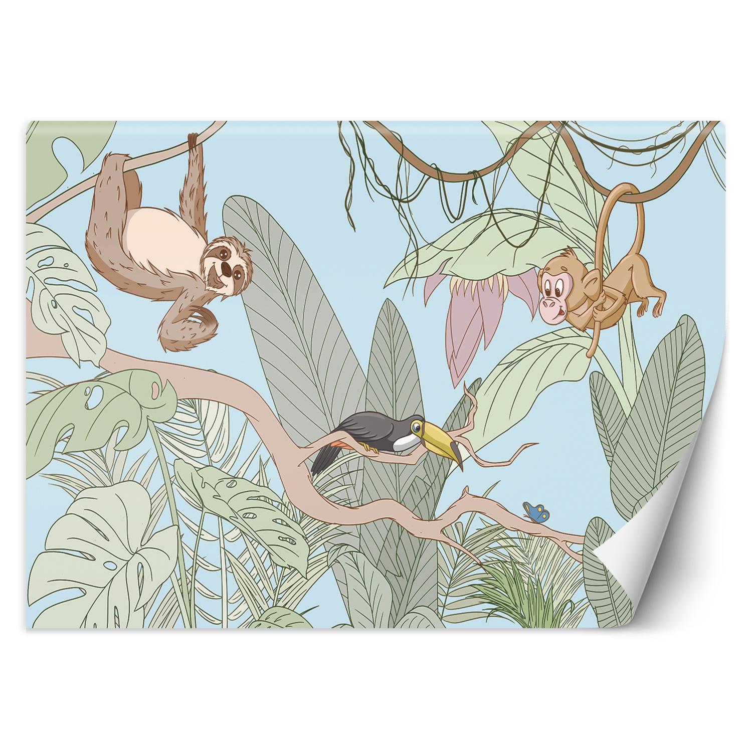 Fototapete Tropische Dschungeltiere 100x70 blau von Joom DACH