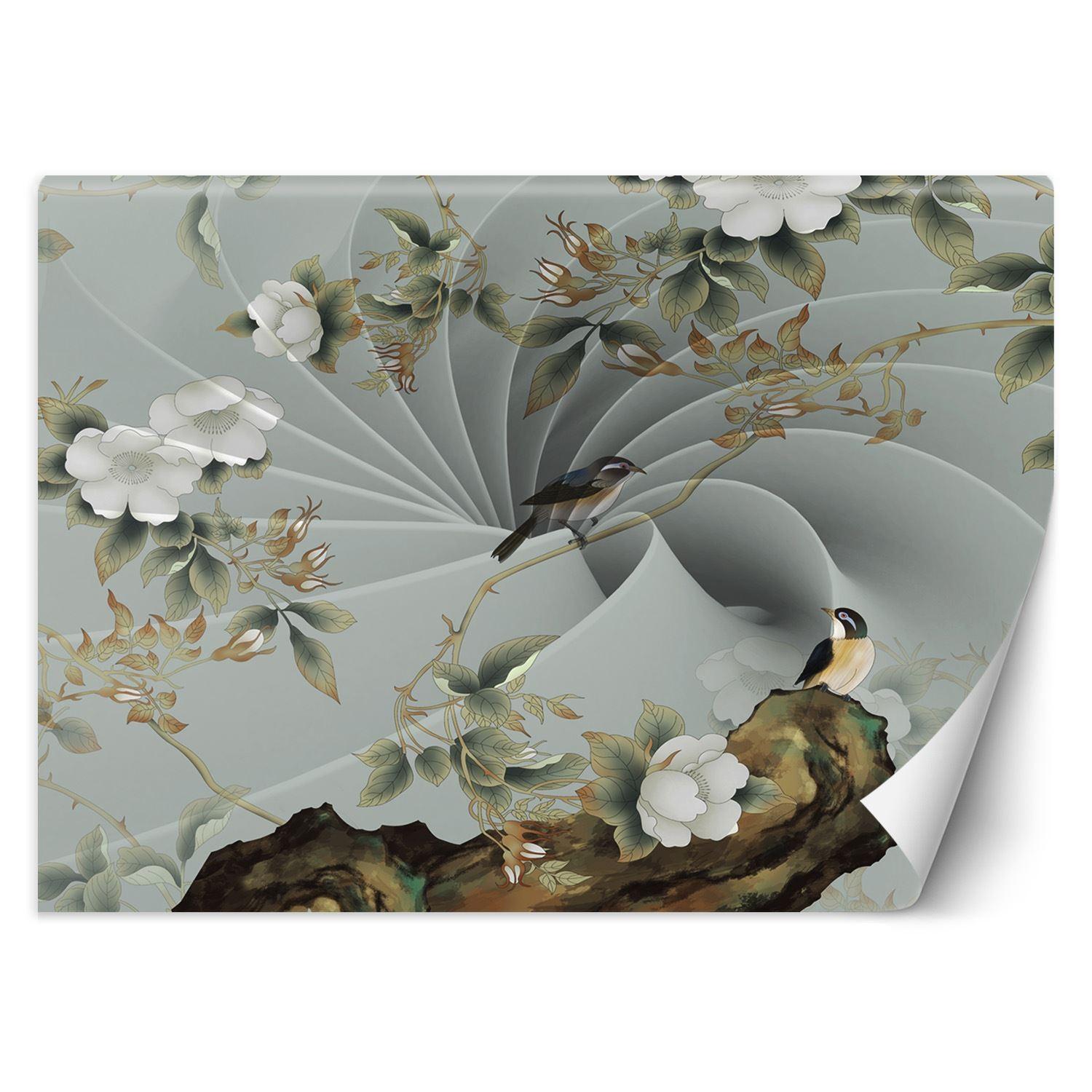 Fototapete Vogel auf einem Ast 100x70 beige von Joom DACH