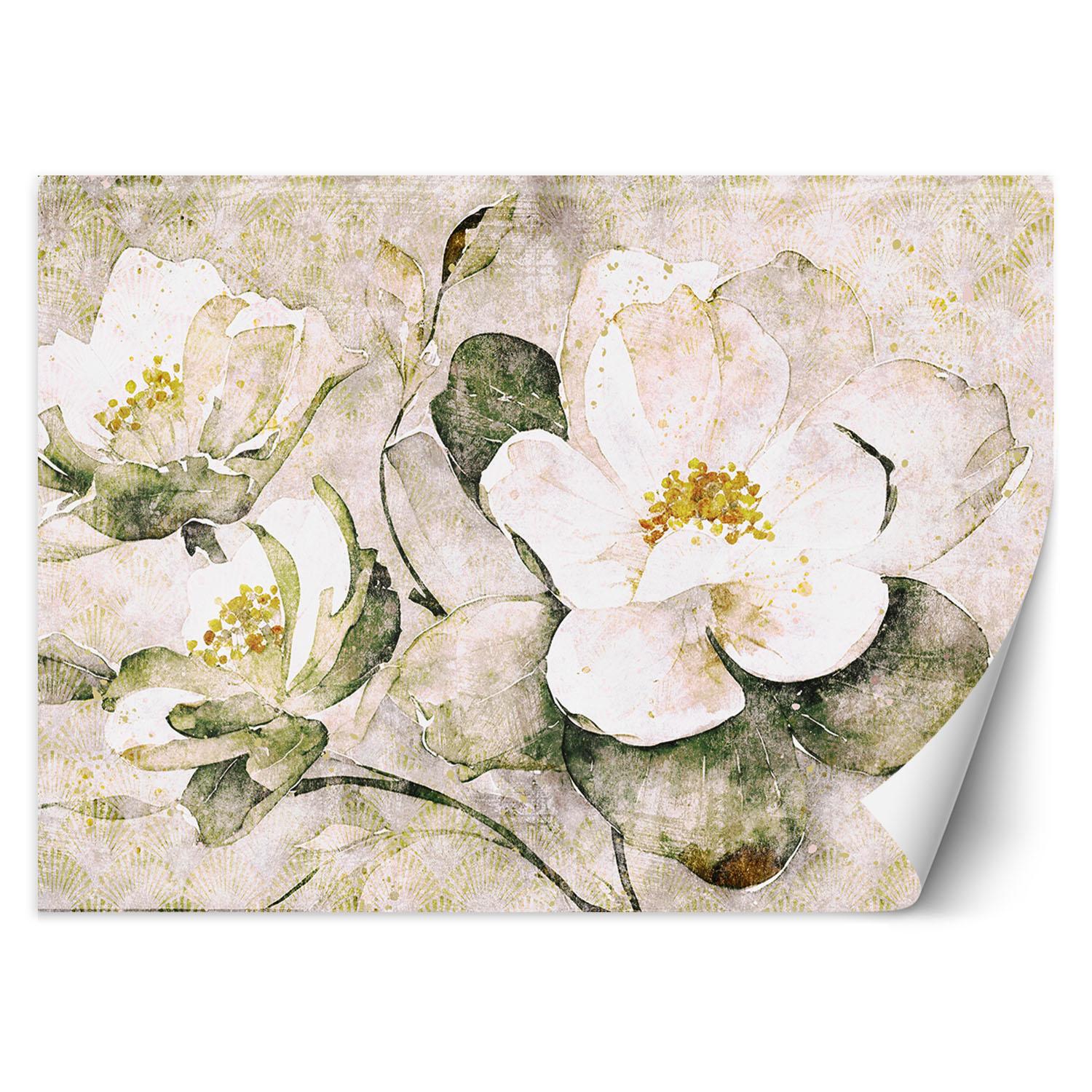 Fototapete Weiße Blumen Natur 100x70 beige von Joom DACH