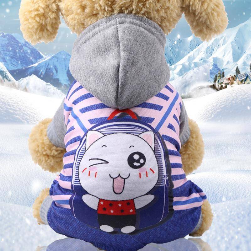 Vierbeinige Knopf-Hunde- und Katzenbekleidung, Haustierbedarf, Herbst- und Winter-Fleece-Hoodie L von Joom DACH