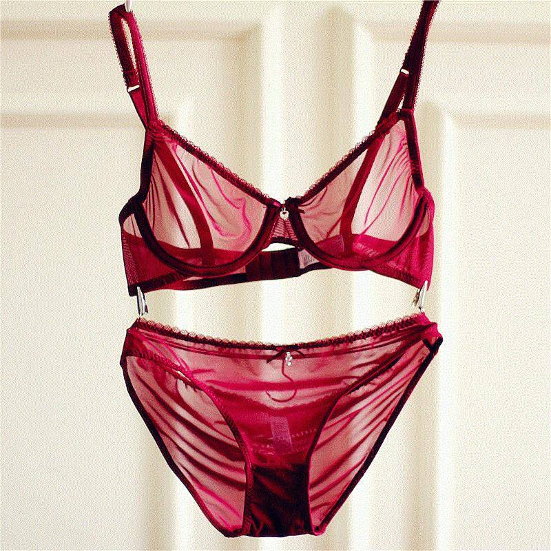 Französisch Ultra Dünne Dessous Set Sexy Mesh Transparent Bh Set Frauen Spitze Unterwäsche Sommer Atmungsaktive Bralette Weibliche Dessous 70B schwarz von Joom DACH