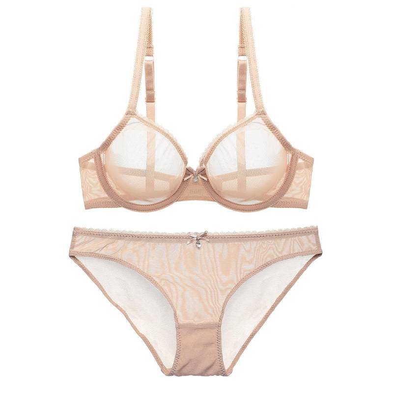 Französisch Ultra Dünne Dessous Set Sexy Mesh Transparent Bh Set Frauen Spitze Unterwäsche Sommer Atmungsaktive Bralette Weibliche Dessous 95C khaki von Joom DACH