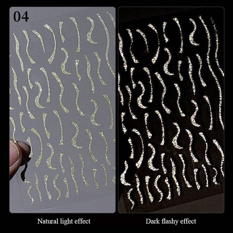 Französische 3D-Nagelaufkleber, Streifenlinie, französische Spitzen, Transfer, Nagelkunst, Maniküre, Dekoration, glitzernde Aufkleber von Joom DACH