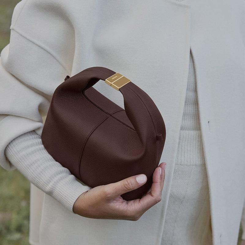 Französische POEIVE Nischenmarke Damen Luxus Rindsleder Schulter- & Umhängekette Lunchbox-Tasche von Joom DACH