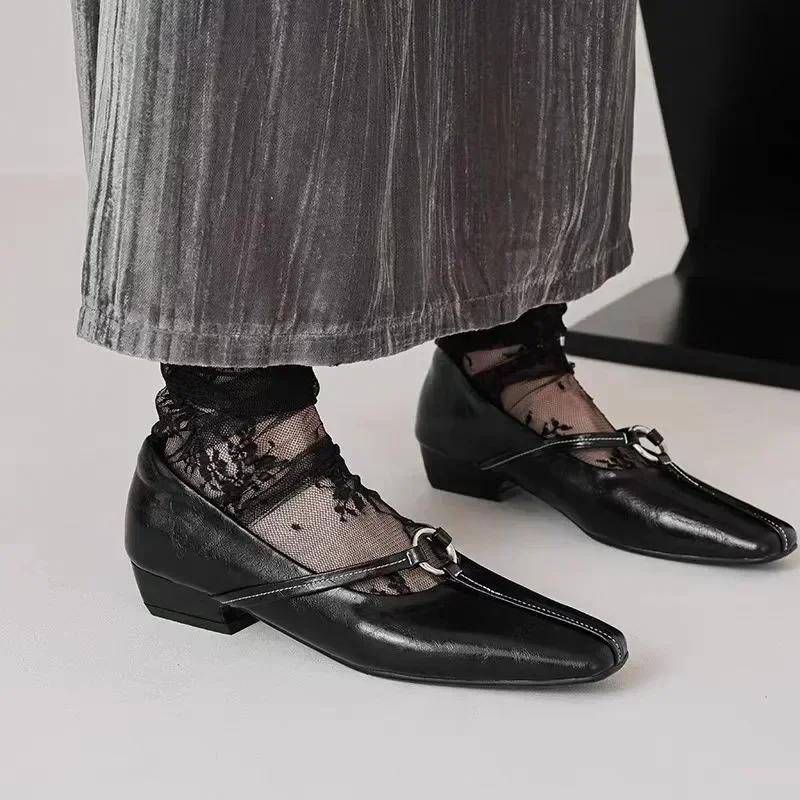 Französische Retro Damen Einzelschuhe Herbst Modisch Bequem Damen Schuhe mit niedrigem Absatz Elegant und Schlicht Damen Pumps 41 schwarz von Joom DACH