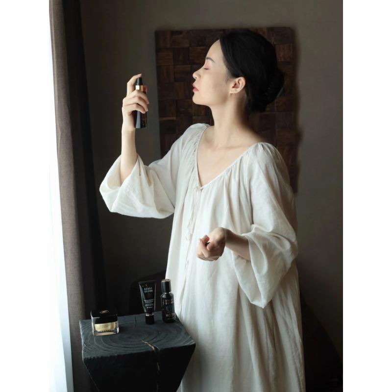 Französisches rückenfreies Kleid, Pyjama, übergroßer Pyjama für Damen im Frühjahr/Sommer, einfarbig, locker sitzend, lässiges Netzgewebe, Homewear 4XL von Joom DACH