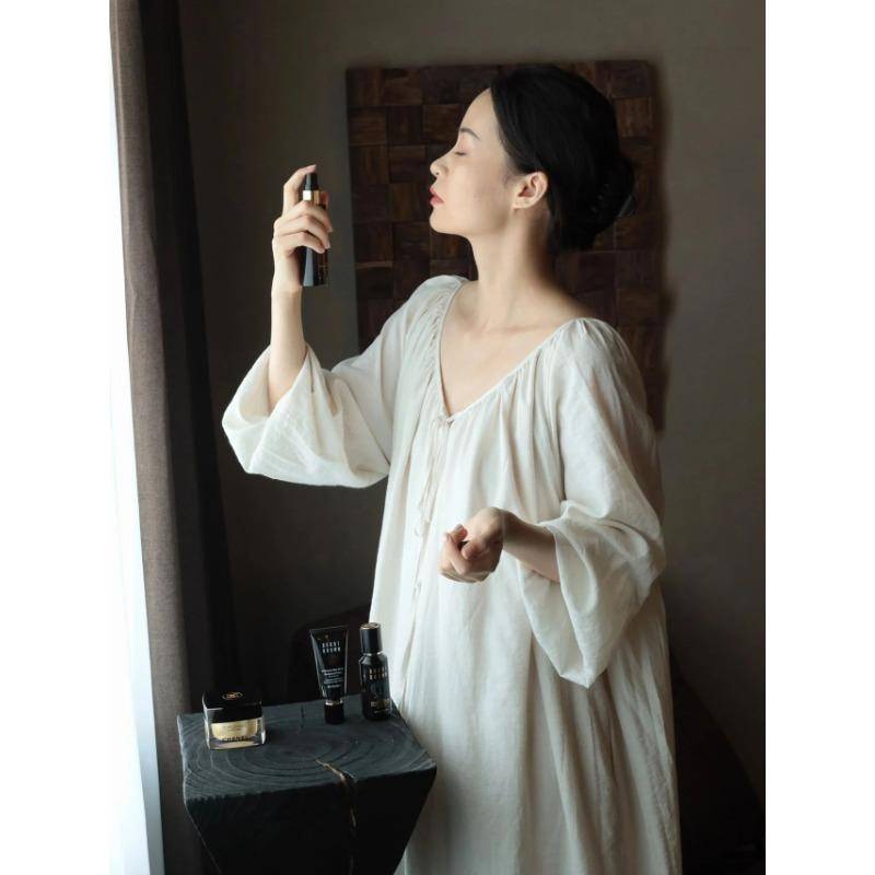 Französisches rückenfreies Kleid, Pyjama, übergroßer Pyjama für Damen im Frühjahr/Sommer, einfarbig, locker sitzend, lässiges Netzgewebe, Homewear 4XL von Joom DACH