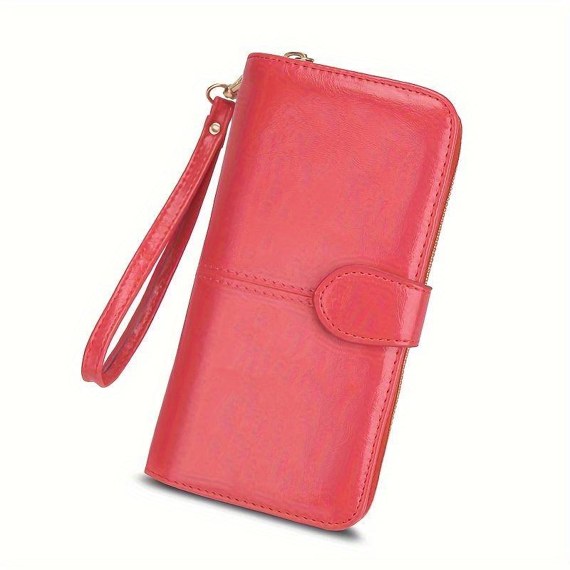 Frauen 3-fach Brieftasche Geld Clip Hohe Qualität Wristlet Clutch Leder Lange Geldbörse Weiblichen Kartenhalter wassermelone roten von Joom DACH
