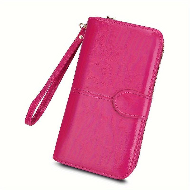Frauen 3-fach Brieftasche Geld Clip Hohe Qualität Wristlet Clutch Leder Lange Geldbörse Weiblichen Kartenhalter heißes rosa von Joom DACH