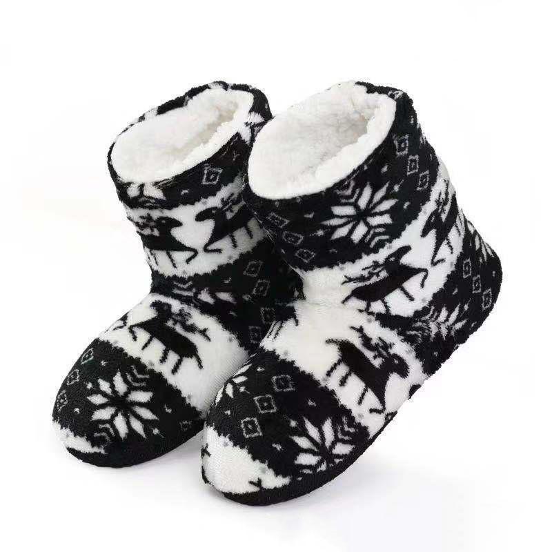 Frauen Anti Skid Warme Frauen Hause Hausschuhe Winter Boden Schuhe Weihnachten Elch Indoor Socken 25cm 35/38 schwarz von Joom DACH