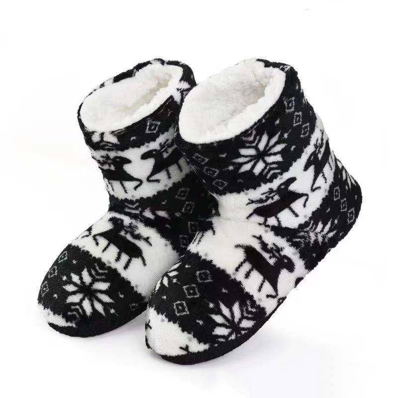Frauen Anti Skid Warme Frauen Hause Hausschuhe Winter Boden Schuhe Weihnachten Elch Indoor Socken 27cm 39/41 schwarz von Joom DACH