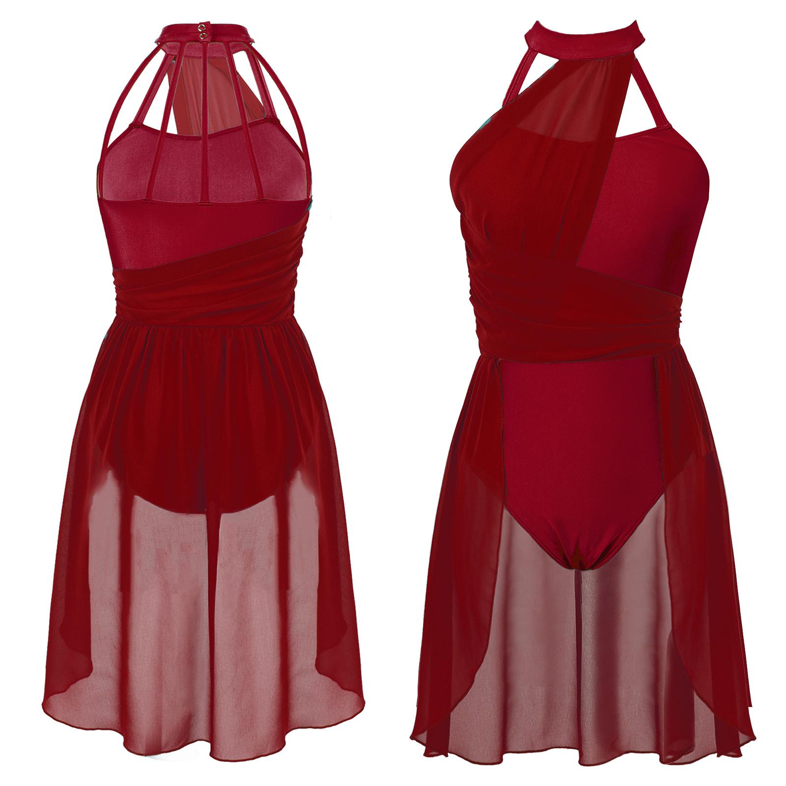 Frauen Ballett Tanz Kleid Erwachsene Gymnastik Lyrical Zeitgenössische Tanz Ballerina Kostüme Kleidung Bühne Leistung Trikot Kleid S bordeaux von Joom DACH
