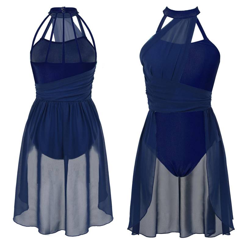 Frauen Ballett Tanz Kleid Erwachsene Gymnastik Lyrical Zeitgenössische Tanz Ballerina Kostüme Kleidung Bühne Leistung Trikot Kleid S navy blau von Joom DACH
