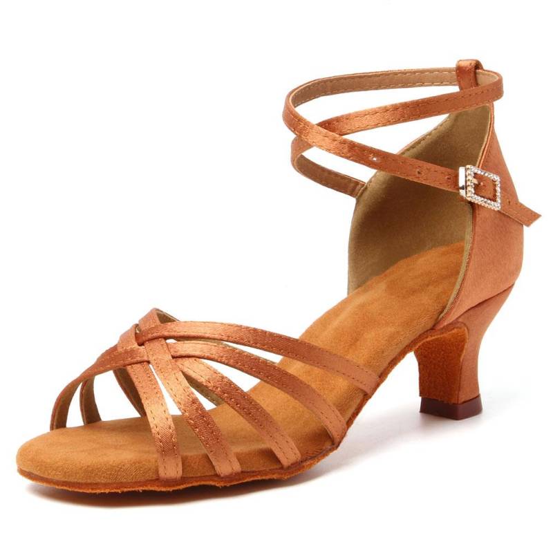 Frauen Ballsaal Latein Tango Tanzschuhe Salsa High Heels 5CM 37 braun von Joom DACH
