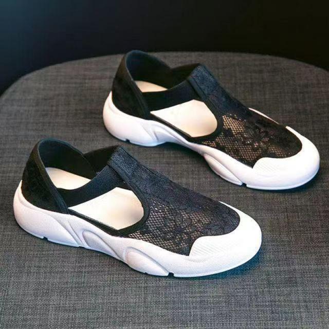 Frauen Baotou Schwamm Kuchen Dicken sohlen Atmungsaktive Casual Flache Schuhe Frauen Plattform Schuhe Frauen Schuhe 36 schwarz von Joom DACH