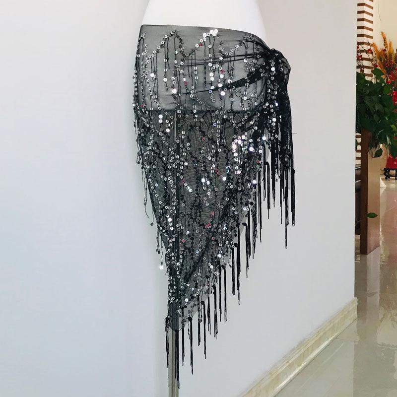 Frauen Bauchtanz Kostüme Bauchtanz Taille Kette Hüfttuch Pailletten Quaste Indischer Bauchtanz silber von Joom DACH