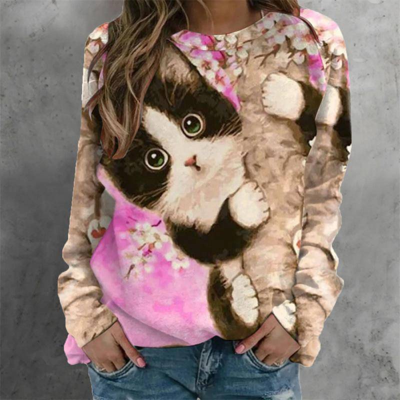 Frauen Baumwolle Langarm T-shirt Autuan Winter Mode Kleidung Tier Katze Gedruckt Casual Tops Bluse Damen Rundhals Pullover 2XL Frauen Baumwolle Langarm T-shirt Autuan Winter Mode Kleidung Tier Katze Gedruckt Casual Tops Bluse Damen Rundhals Pullover 2XL von Joom DACH