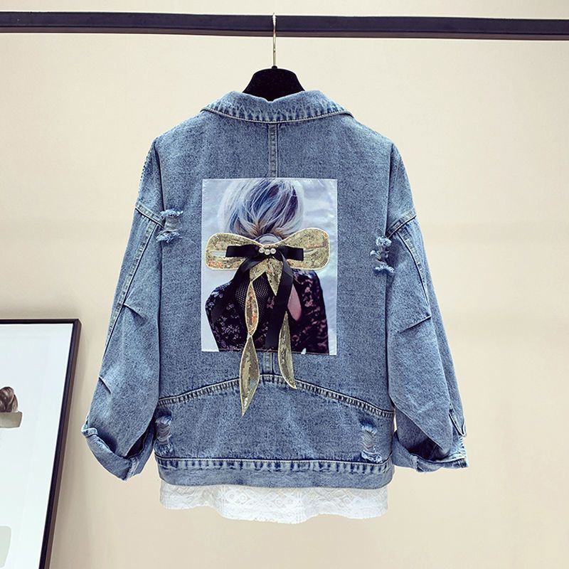 Frauen Bestickte Jeansjacke Weiblichen Frühling und Herbst Lose Koreanische Version der Beliebten Kurzen Plus XXXXL Frauen Bestickte Jeansjacke Weiblichen Frühling und Herbst Lose Koreanische Version der Beliebten Kurzen Plus XXXXL von Joom DACH