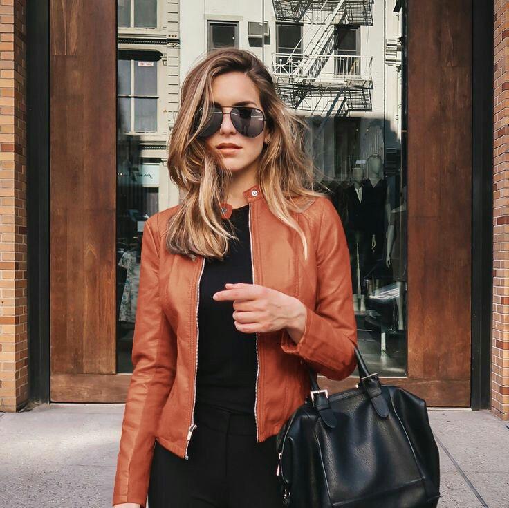 Frauen Bike Mantel PU Leder Outwear Zipper Outfit Herbst Winter Wome Mode Kurze Dünne Weibliche Jacke L orange Frauen Bike Mantel PU Leder Outwear Zipper Outfit Herbst Winter Wome Mode Kurze Dünne Weibliche Jacke L orange von Joom DACH