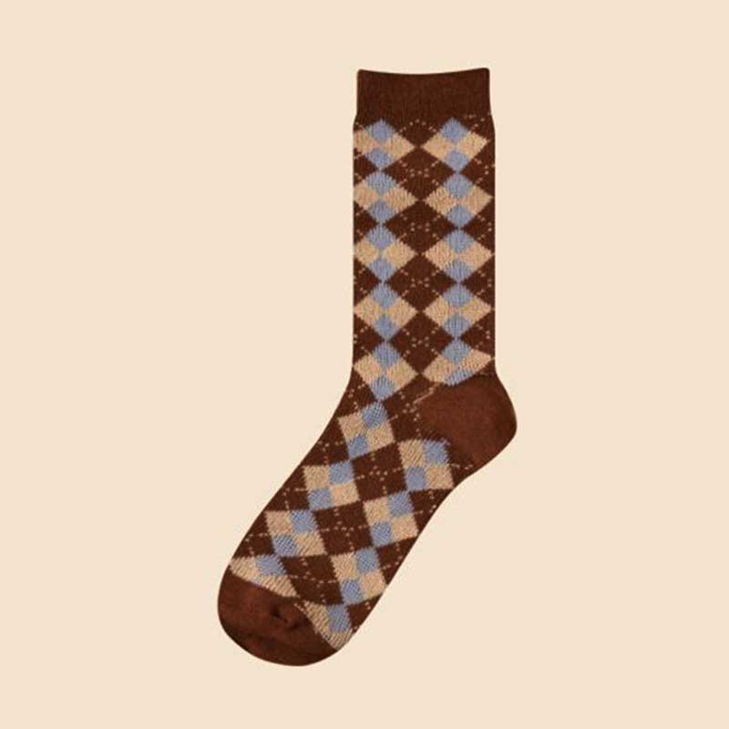 Frauen Blumen Socken Karierte Winter Warme Socken Baumwolle Japanischen Stil Harajuku Preppy Lustige Socken Lolita Retro One Size von Joom DACH