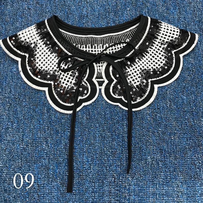 Frauen Bluse Puppe Kragen Gefälschte Kragen Bestickte Schleife Abnehmbare Spitze Hals Hemd Pullover Zubehör von Joom DACH