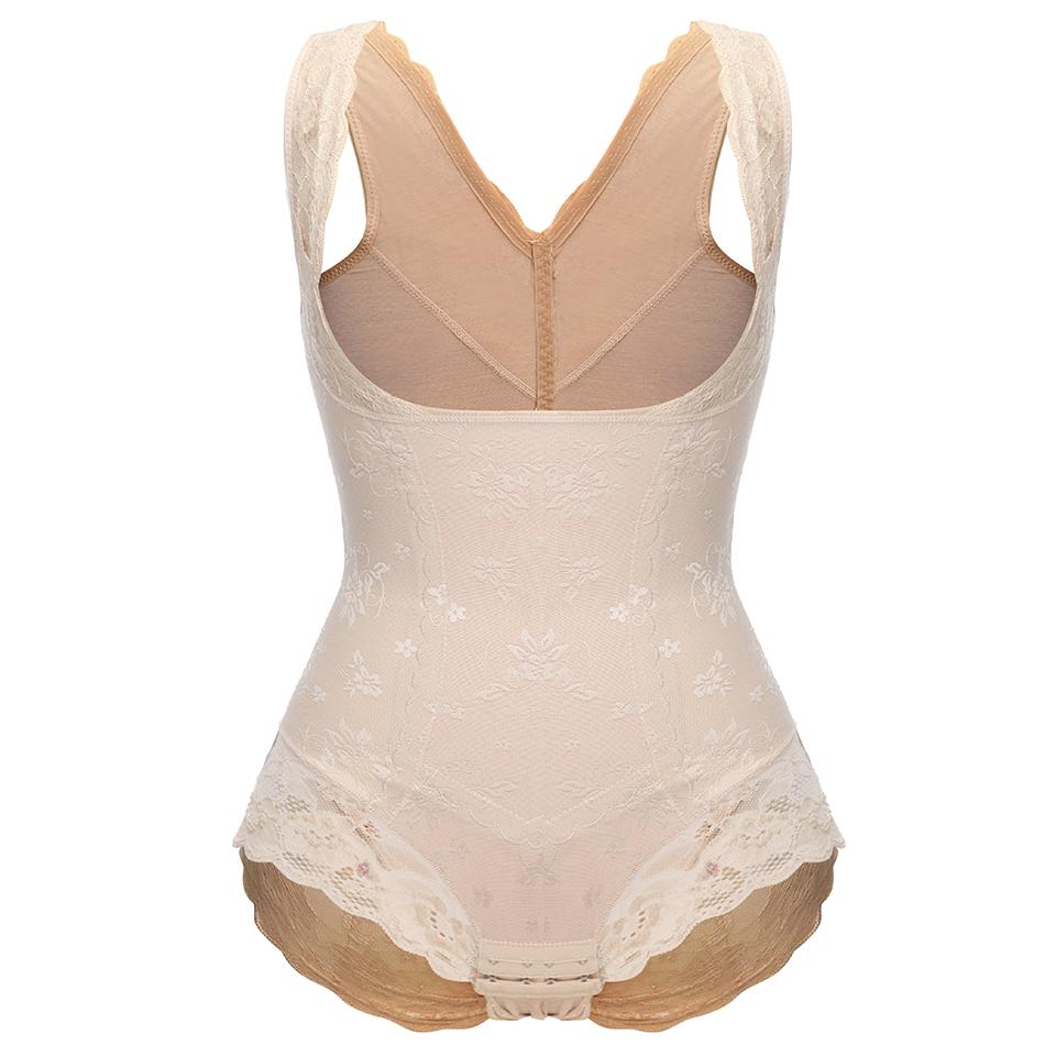 Frauen Body Shaper Taille Trainer Spitze Bodys Postpartale Abnehmen Unterwäsche Bauch Control Shapewear L beige von Joom DACH