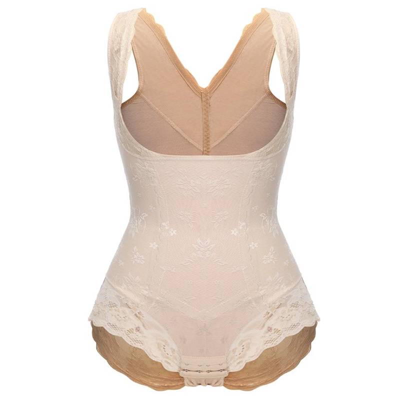 Frauen Body Shaper Taille Trainer Spitze Bodys Postpartale Abnehmen Unterwäsche Bauch Control Shapewear L beige von Joom DACH