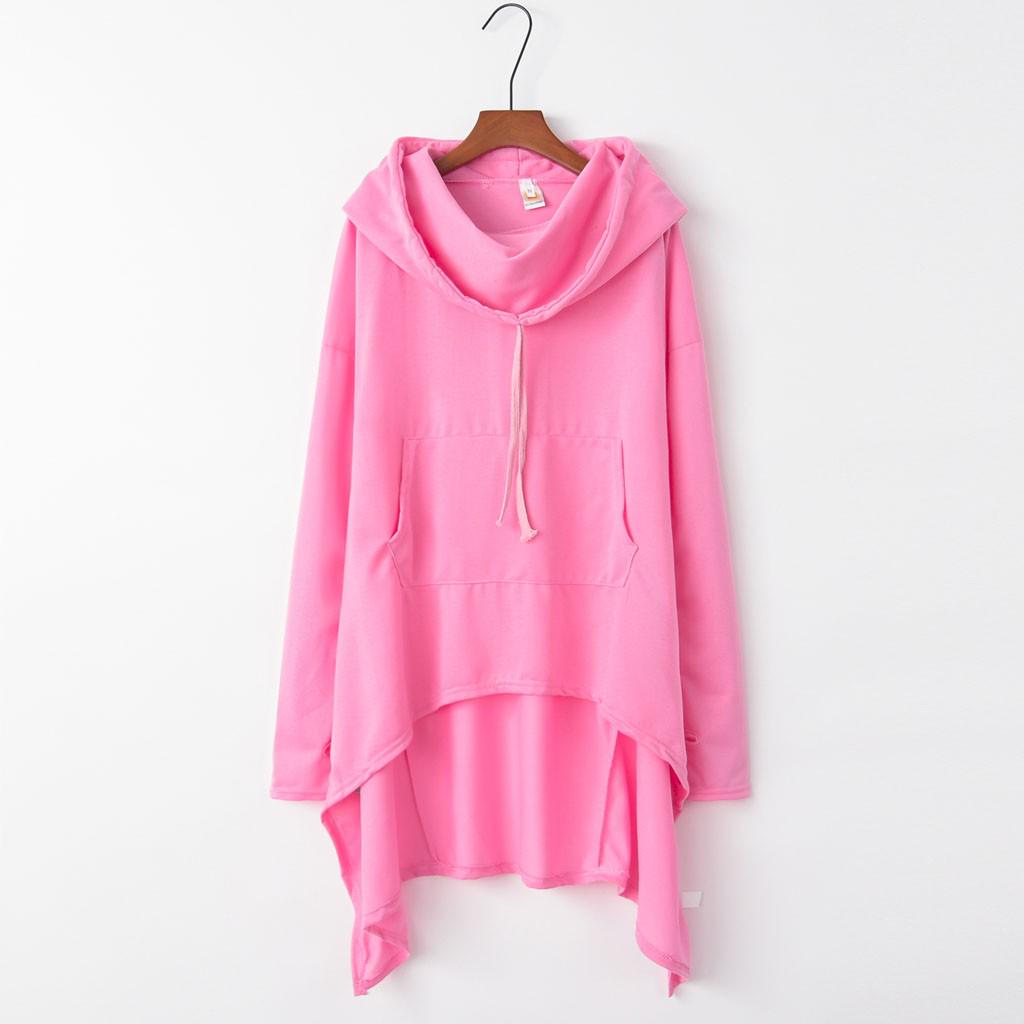 Frauen Casual Einfarbig Kapuzen Sweatshirt Pullover Bluse Tops Jacke Mantel XXXXL rosa von Joom DACH
