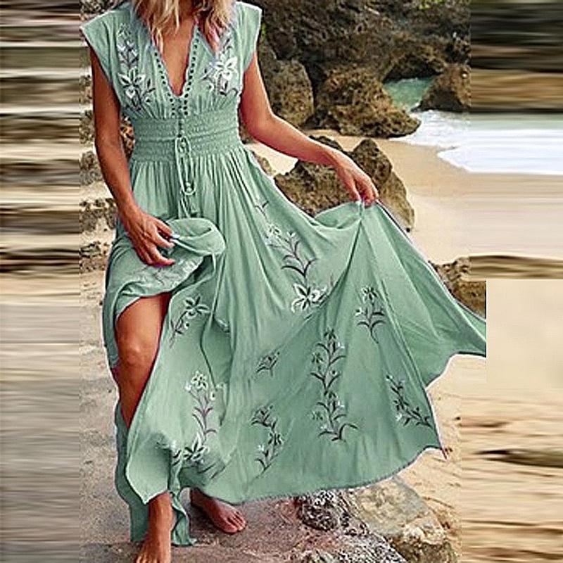 Frauen Casual Lose Bohemian Blumenkleid Kurzarm Lange Maxi Sommer Strand Swing Kleid XL grün Frauen Casual Lose Bohemian Blumenkleid Kurzarm Lange Maxi Sommer Strand Swing Kleid XL grün von Joom DACH