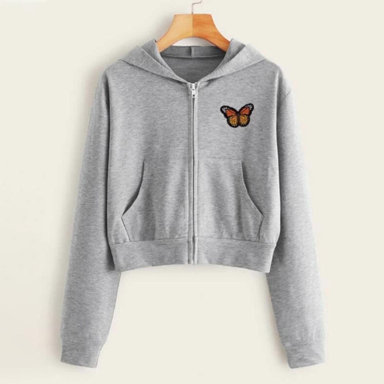 Frauen Casual Solide Langarm Zipper Tasche Hemd Mit Kapuze Sweatshirt Tops M graue Frauen Casual Solide Langarm Zipper Tasche Hemd Mit Kapuze Sweatshirt Tops M graue von Joom DACH