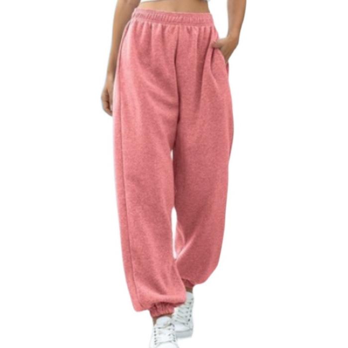 Frauen Casual Sport Hosen Solide Lauf Jogger Hosen Weibliche Übergroßen Trainingsanzug Elastische Taille Böden Jogginghose Baggy Lounge Hosen 2XL rosa von Joom DACH
