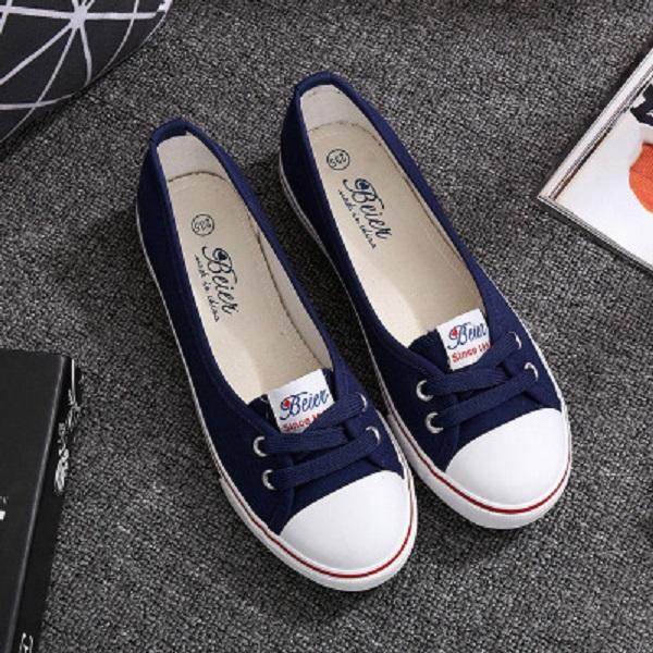 Frauen Casual Wohnungen Lace up Flache Schuhe Herbst 2024 Mode Komfortable Weibliche Leinwand Loafers Vulkanisierte Schuhe Damen Schuhe 39 dunkelblaue von Joom DACH
