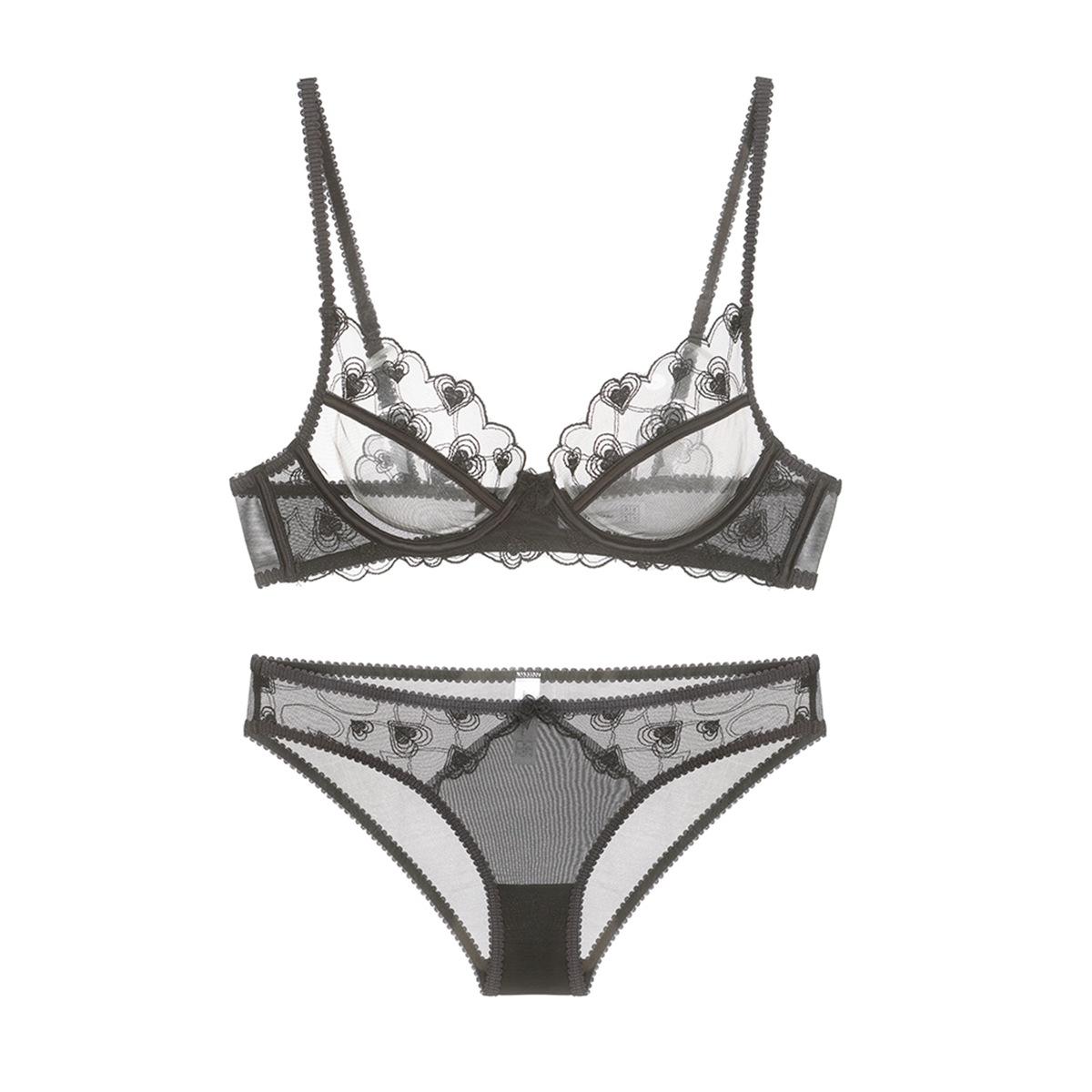 Frauen Dessous Set Ultra Dünne Spitze Bh Set Sexy Transparente Unterwäsche Romantische Stickerei Herz Büstenhalter Weibliche Französisch Bralette 85B schwarz Frauen Dessous Set Ultra Dünne Spitze Bh Set Sexy Transparente Unterwäsche Romantische Stickerei Herz Büstenhalter Weibliche Französisch Bralette 85B schwarz von Joom DACH