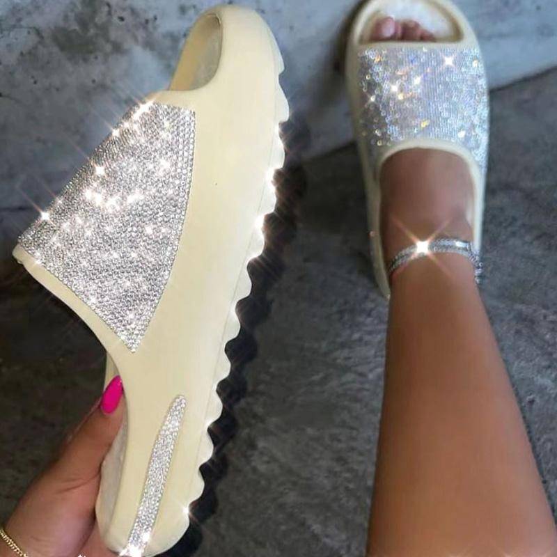 Frauen Dias Mode Plattform Strass Dekor Rutsche Sandalen Im Freien Nicht-slip Strand Sandalen 2023 Sommer Neue Frauen Hausschuhe 40 apricot von Joom DACH