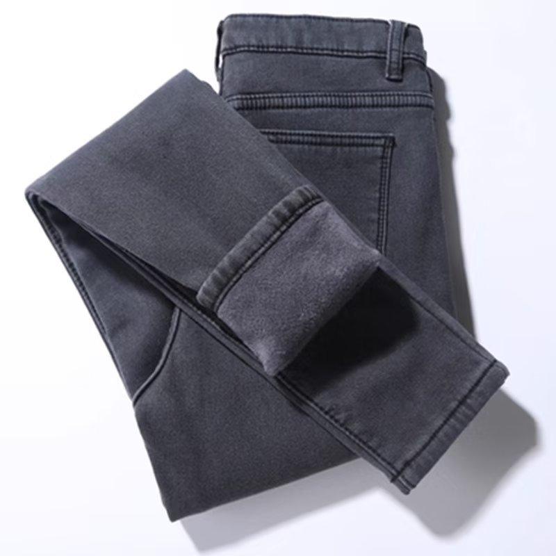 Frauen Dicke Samt Jeans Fleece Warme Koreanische Mode Hohe Taille Dünne Elastische Hosen Jean Casual Legging Winter L von Joom DACH