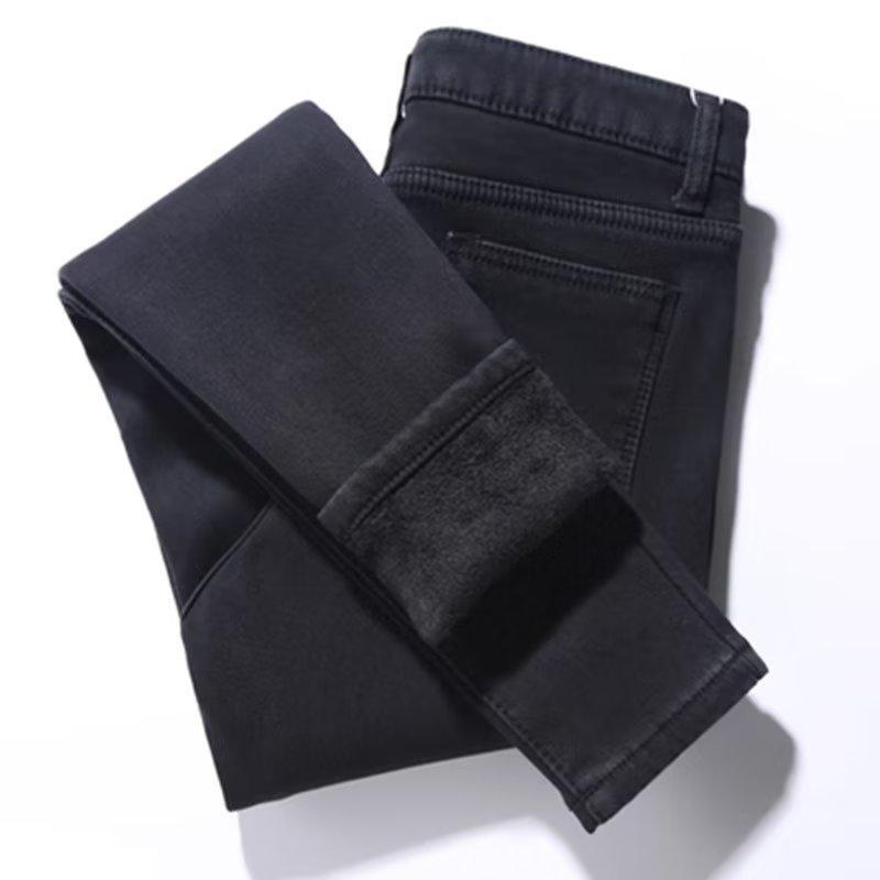 Frauen Dicke Samt Jeans Fleece Warme Koreanische Mode Hohe Taille Dünne Elastische Hosen Jean Casual Legging Winter L von Joom DACH