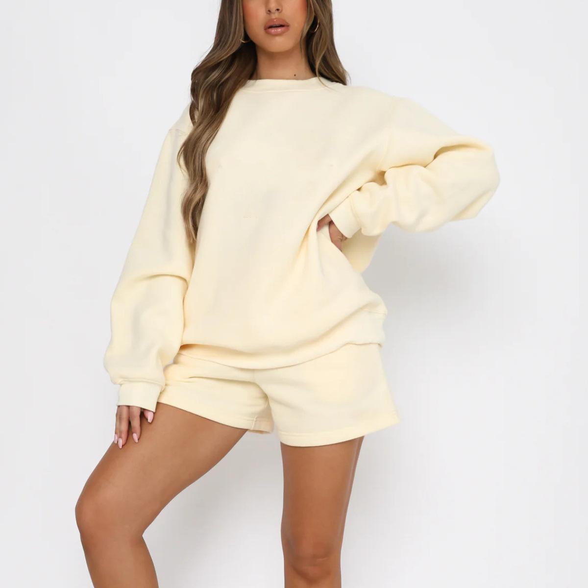 Frauen Einfarbig Langarm O Neck Hoodies Anzug Herbst Winter Lose Top Breite Bein Kurze Hosen M apricot Frauen Einfarbig Langarm O Neck Hoodies Anzug Herbst Winter Lose Top Breite Bein Kurze Hosen M apricot von Joom DACH