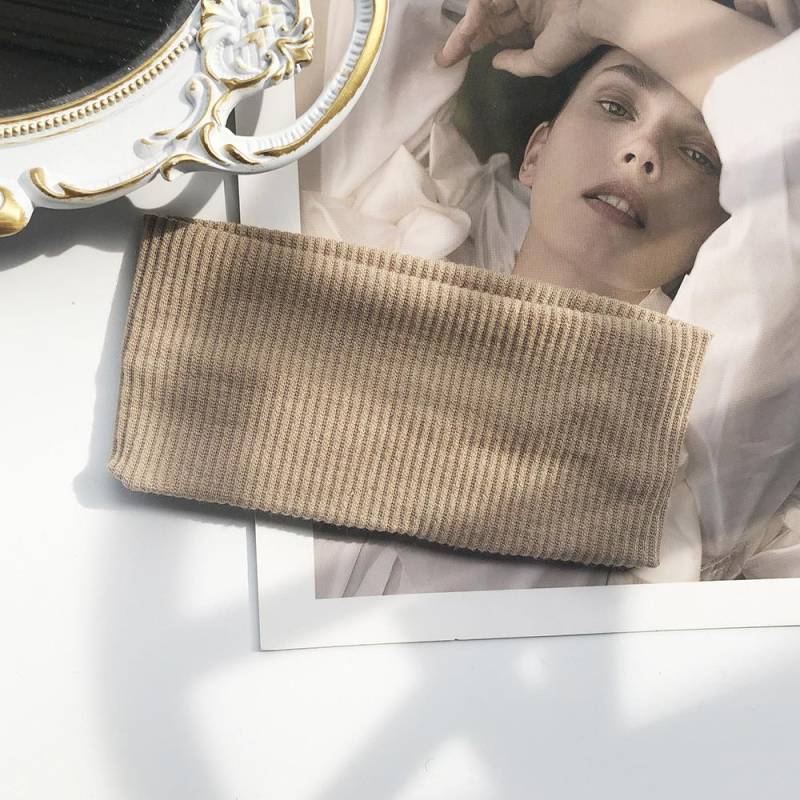 Frauen Einfarbig Stirnband Yoga Stricken Elastische Haarbänder Turban Make-Up Haar Hoop Vintage Headwrap Mode Haar Zubehör khaki von Joom DACH