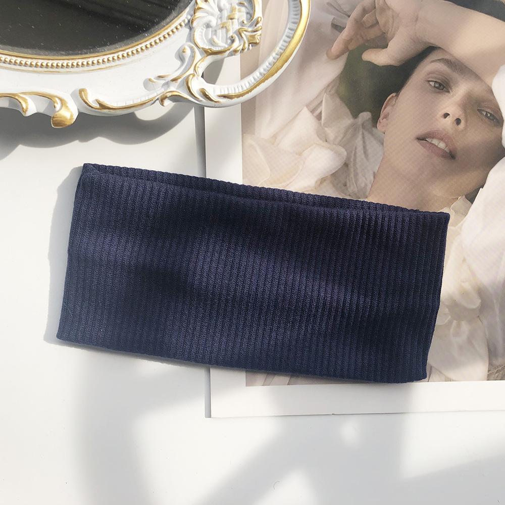 Frauen Einfarbig Stirnband Yoga Stricken Elastische Haarbänder Turban Make-Up Haar Hoop Vintage Headwrap Mode Haar Zubehör navy blau von Joom DACH