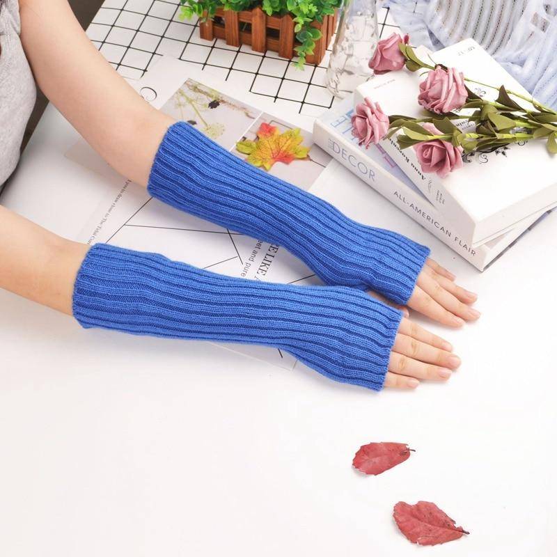 Frauen Fingerlose Handschuhe Armstulpen Goth Gestrickte Kawaii Arbeitshandschuhe Knöchel Handgelenk Ärmel Harajuku Anime Cosplay Zubehör length-30cm von Joom DACH