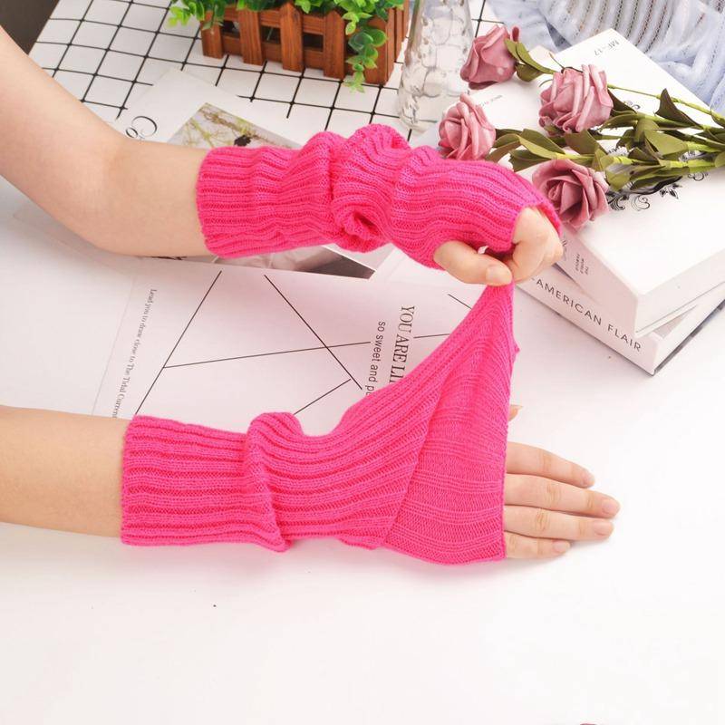 Frauen Fingerlose Handschuhe Armstulpen Goth Gestrickte Kawaii Arbeitshandschuhe Knöchel Handgelenk Ärmel Harajuku Anime Cosplay Zubehör length-30cm von Joom DACH