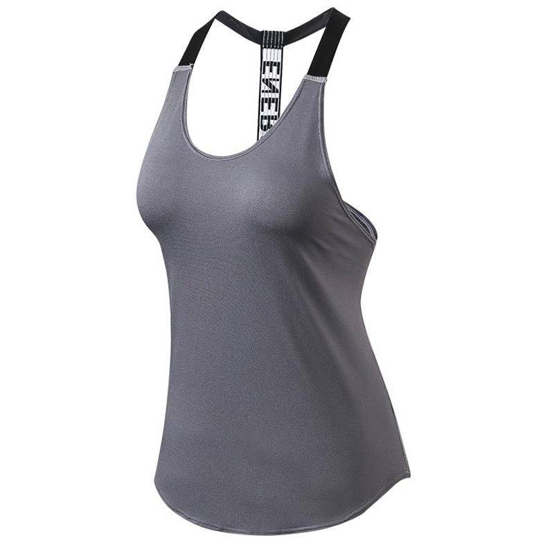 Frauen Fitness Sport Yoga Hemd Ärmellose Home Gym Blusen Lauf Weste Workout Tops Weibliche T-shirts L grau von Joom DACH