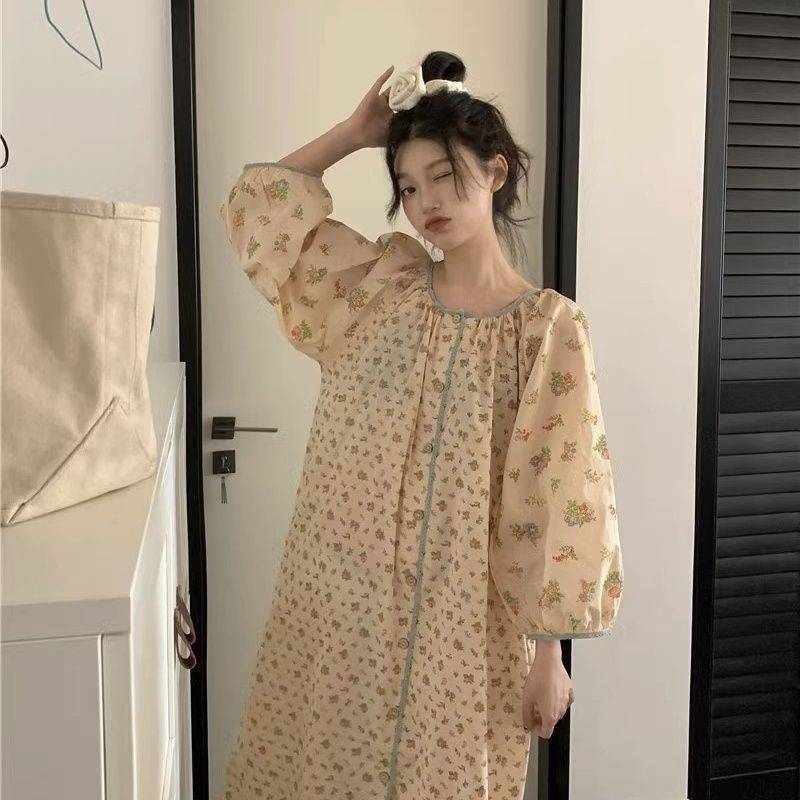 Frauen Frühling Herbst Koreanische Nachthemden Mädchen Süße Lose Bequeme Nacht Kleid Jugend Freizeit Sleepshirts XL von Joom DACH